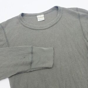 Vintage Great Land Green Waffle Knit Shirt Men's Medium Made in USA Thermal